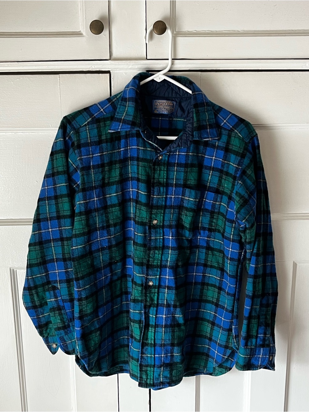 Pendleton - Blue & Green Wool Plaid Button-Down Shirt - Men’s Size L